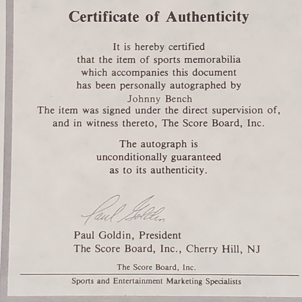 Johnny Bench Autographed Signed Baseball w/ Case Display Stand COA Score Board - Picture 3 of 8